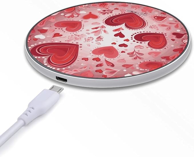 Valentine Pattern Wireless Charger 10W Fast Charging Pad Anti-Slip Qi Certified Wireless Charging Pad Charging Station Portable Phone Charger for All Wireless Charging Smartphone