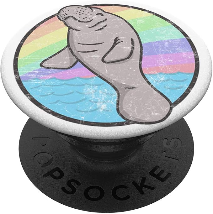 Cute Manatee Rainbow - Chubby Mermaid Sea Cow PopSockets PopGrip: Swappable Grip for Phones &amp Tablets
