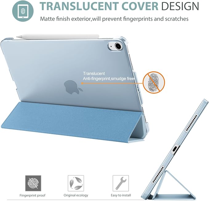 ProCase Smart Case for iPad Air 11-inch M4/M3/M2 &amp Air 10.9 5th/4th Gen | Hard Back Cover with Auto Sleep/Wake Slim Lightweight Case for iPad Air 11 2026/25/24 &amp 10.9 2022/2020-Aqua