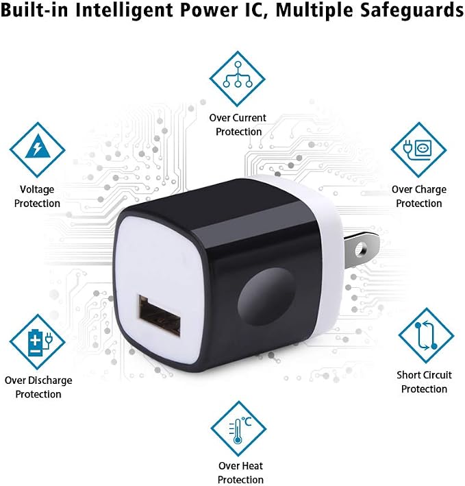 Wall Adapter 10 PackUorMe 1A 5V Single Port Charger Power USB Plug Charging Cube Block Box Compatible iPhone 14 13 12 SE 11 Galaxy S23 Ultra S22 S21 FE S10e S9 A13 A03s A71 A51 Note20 Google 8A 7A
