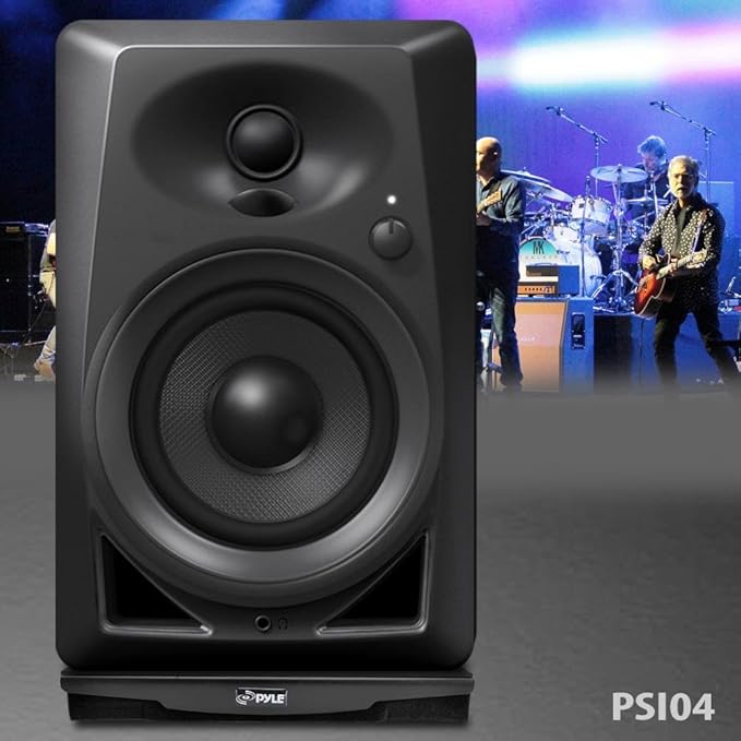 Pyle Speaker Isolation Pads - 7.5 x 9.1 x 2.3 inches - Acoustic Noise Isolation Platform - Foam Riser Recoil Stabilizer with Rubber Base for Studio Monitor, Subwoofer, Loudspeaker - PSIO4