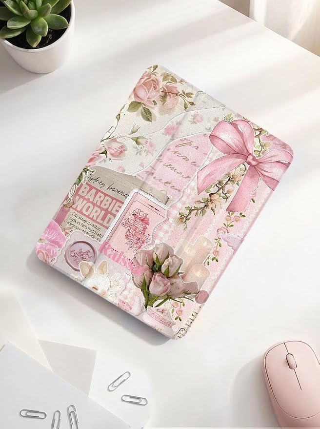 Case for iPad 9th/ 8th/ 7th Generation Case 10.2&amp10.5 Inch (2021/2020/2019 Release) Slim Lightweight Soft Trifold Back Cover with Pencil Holder &amp Auto Sleep/Wake Cover Cherries Cheetah Bows