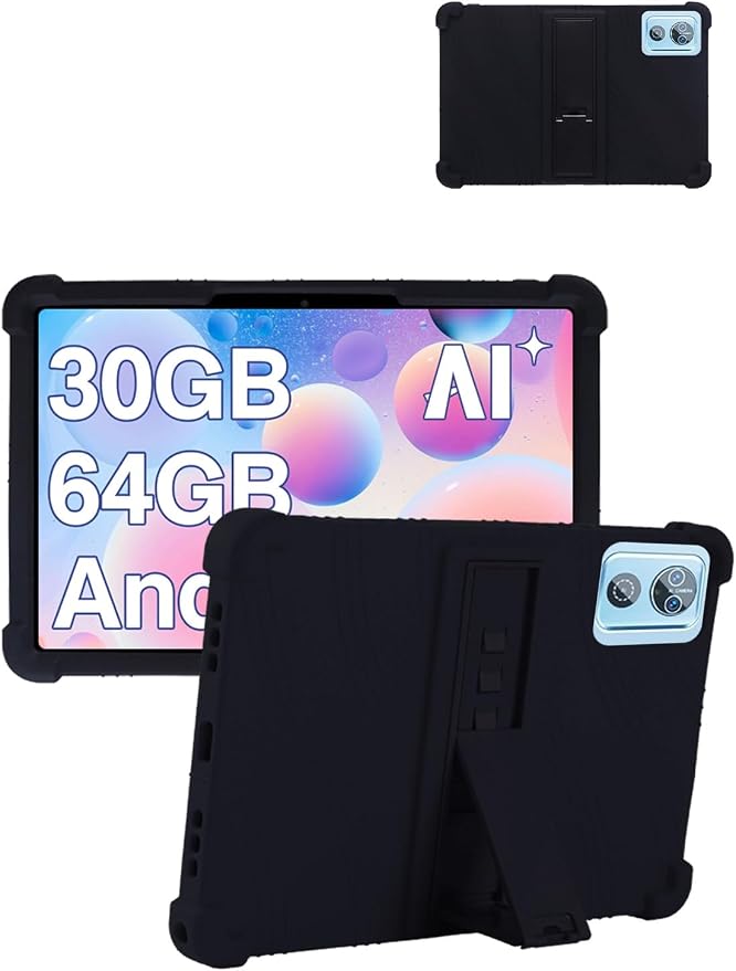 for DEERTiME E15 10 inch Android 15 Tablets Protective caseShockproof Lightweight Silicone Protective Cover with StandChild-Friendly ProtectionEasy to Clean DesignBlack