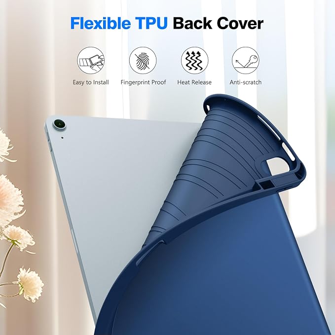 Fintie Slim Shockproof Case for iPad Air 13-inch M4/M3/M2 (2026/2025/2024) | Soft TPU Back Cover Drop protection Viewing &amp Typing Angles Pencil Holder Scratch-Resistant Composition Book