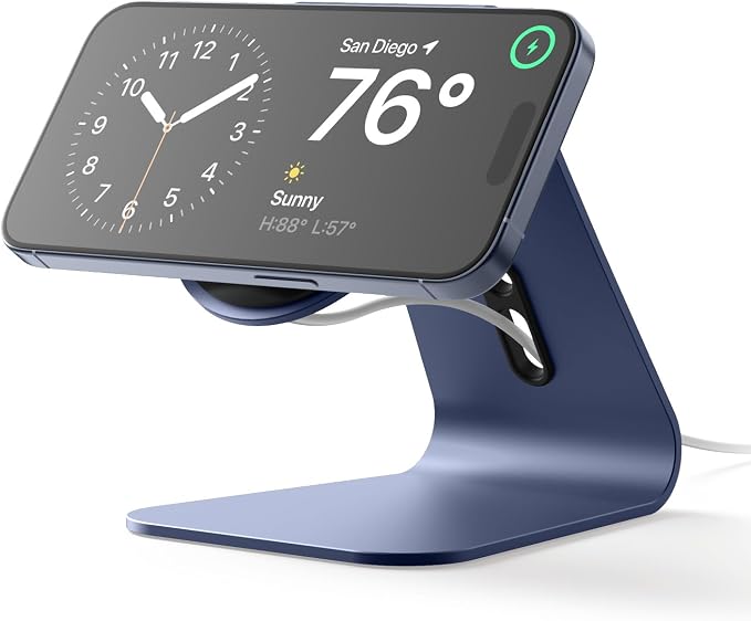 elago MS4 Charging Stand for MagSafe Charger | Aluminum Stand for iPhone Series Designed for iOS17 Standby Mode (Cable Not Included) (Black)