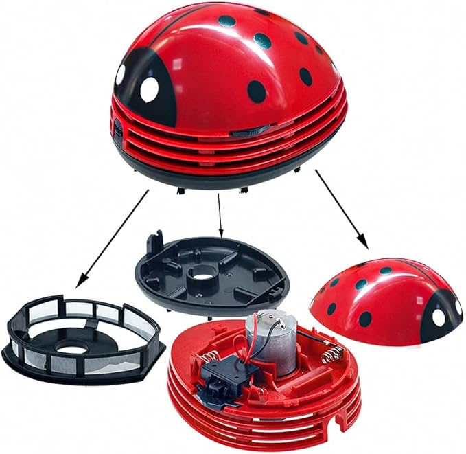 E ECSEM Cute Portable Cartoon Mini Desktop Vacuum Cleaner Table Dust Crumb Sweeper(Red#002)