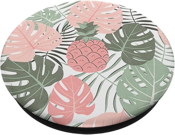 Tropical Hawaiian Pineapple Pink Sage Colors Pattern PopSockets Swappable PopGrip