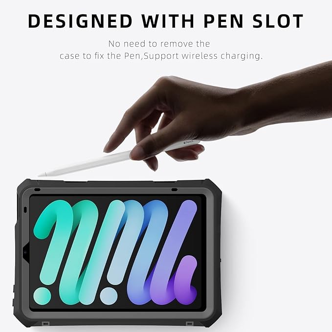 10.2 Waterproof Case Compatible with iPad 9th 8th 7th Generation 2021/2020/2019 Built-in Screen Protector with Strap Stand Pencil Holder Full Body Heavy Duty Protective Shockproof