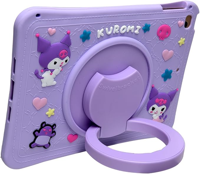 Cartoon Case for iPad mini 1/2/3/4/5 7.9，MONEHOYSY Cute Soft Silicone Kickstand [Drop ProofShock ProofAnti Slip] Back Stand Cover Case for Kids Children Teens Girls Boys (Kitty-1)