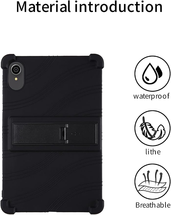 for ApoloSign EP103A 10.1 Tablet CaseBOVUGAC Soft Silicone Case Adjustable Stand Shockproof Kids Friendly (Black)