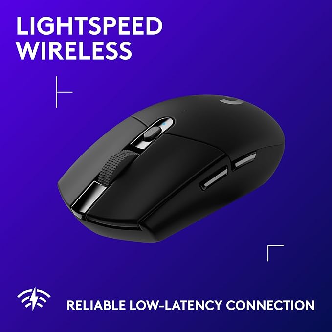 Logitech G305 Lightspeed Wireless Gaming Mouse, Hero Sensor, 12,000 DPI, Lightweight, 6 Programmable Buttons, 250h Battery, On-Board Memory, Compatible with PC, Mac - Black