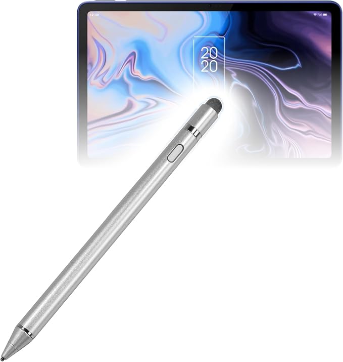 BoxWave Stylus Pen Compatible with TCL 10 Tab Max - AccuPoint Active Stylus Electronic Stylus with Ultra Fine Tip - Metallic Silver