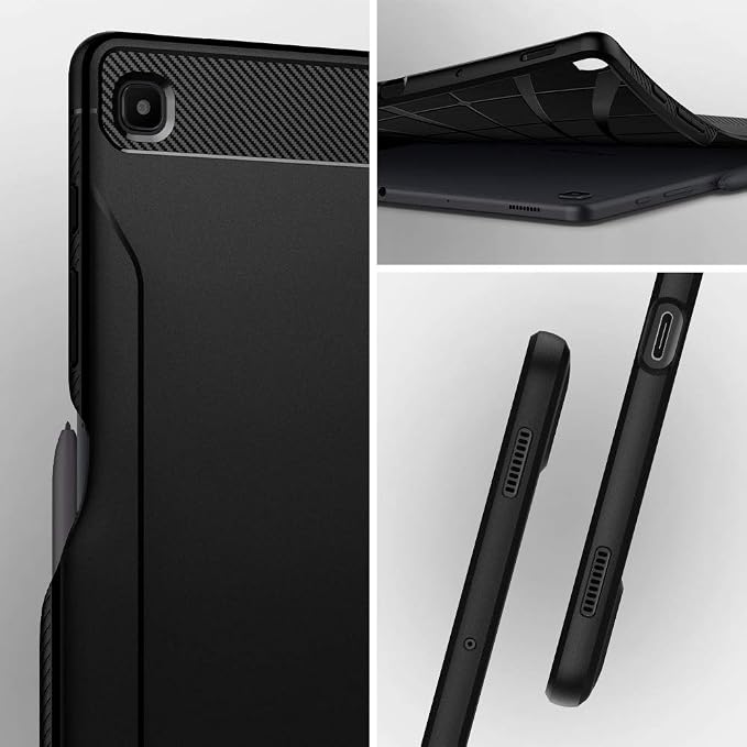 Spigen for Galaxy Tab A11+ Plus Case (2025) Rugged Armor Slim Protective Case with Carbon Fiber Design and Air Cushion Technology Matte Black