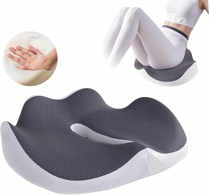 Ergonomic Seat Cushion Orthopedic Seat Cushion with Visco Gel Foam, Office Chair Cushion, Computer Chair Cushion, Gaming Chair and Car Seat Cushion for Comfort and Posture