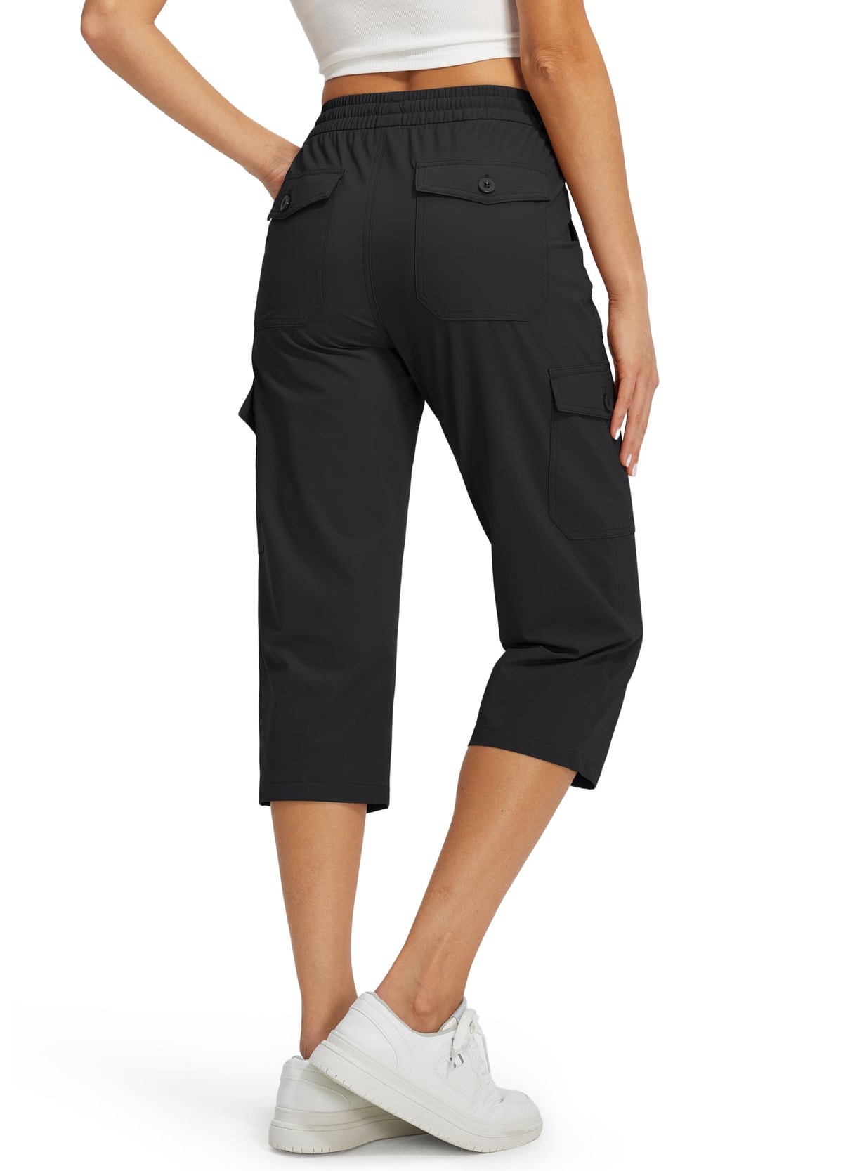 Libin Women's Capri Pants Cargo Capris Hiking Pants, Black L
