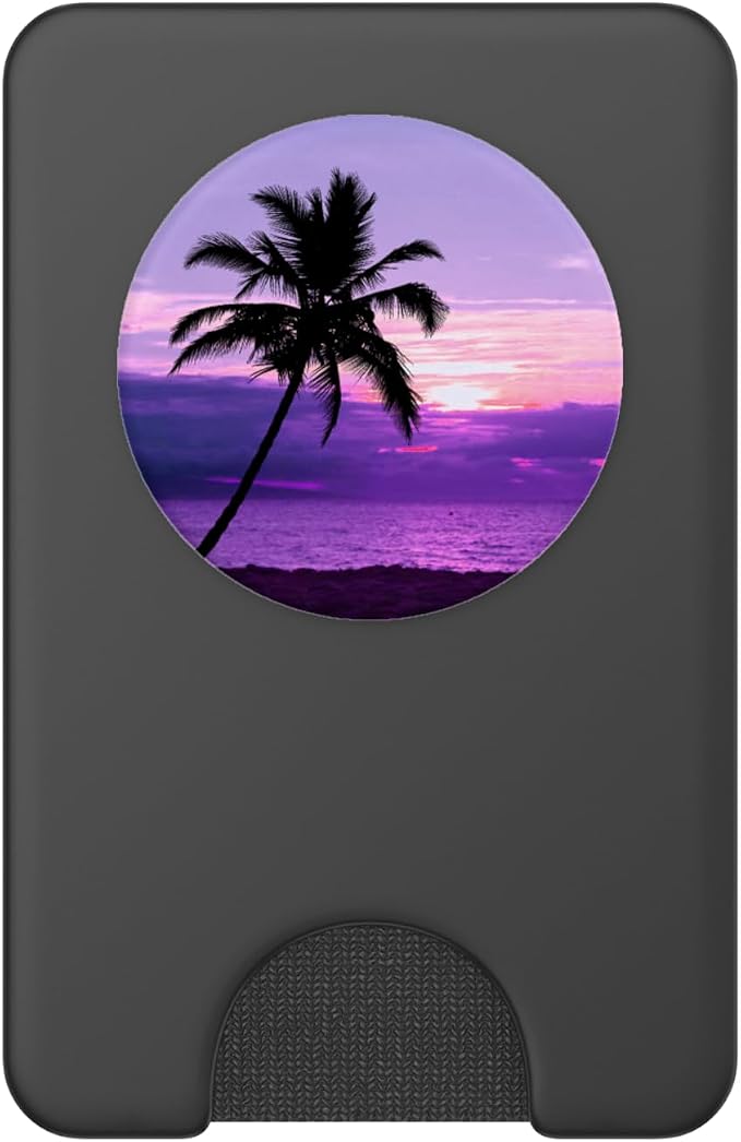Purple Sunset Beach Palm Trees Tropical Ombre Sky Paradise PopSockets PopGrip: Swappable Grip for Phones &amp Tablets