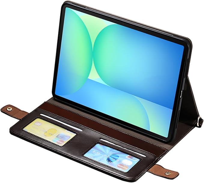 Handbag Case for Samsung Galaxy Tab S10 FE/S9 FE 10.9/S9/S8/S7 11 Techcircle Folio Stand Crossbody Wallet Protective Cover with S Pen Holder &amp Card Slots Hand Strap &amp Shoulder Strap Black