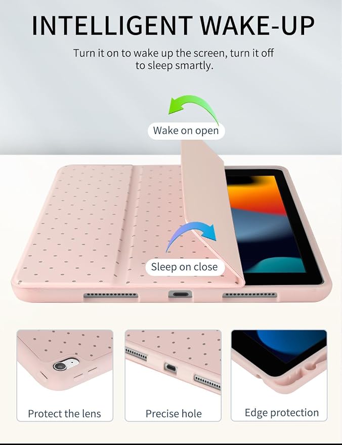 Trifold Stand Case for iPad Air 11 Inch M4/M3/M2 (8th 2026/7th 2025/6th 2024) iPad Air 10.9 Inch 5th/4th Generation (2022/2020) Trendy Cute Polkad Dot Print Aesthetic Pattern Design-Black