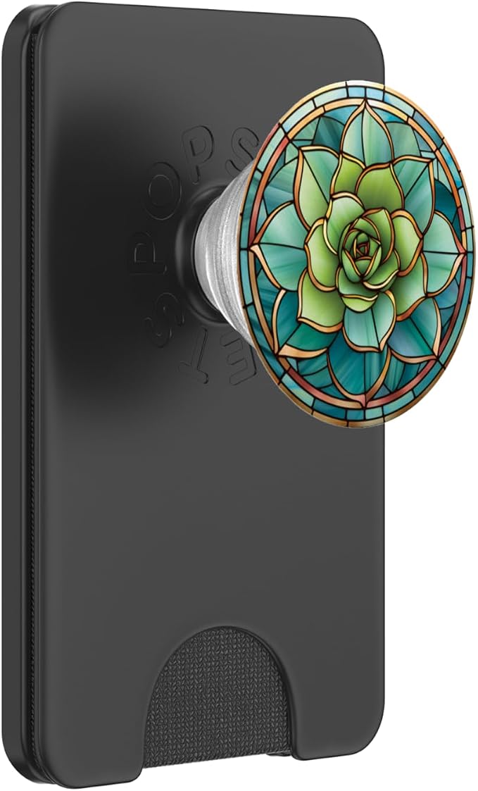 Beautiful Stained Glass Succulent Plant Lover Aesthetic PopSockets PopGrip for MagSafe