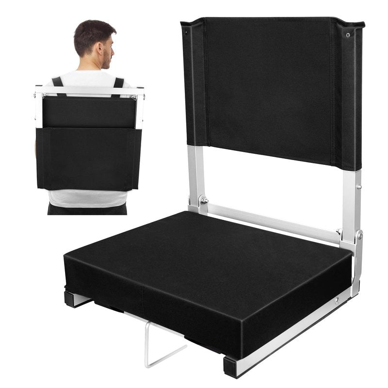 Hikeen Bleacher Chairs with Back and Cushion, Foldable Stadium Seats with Back Support and Cushion for Bleacher Seat Pad for Lumbar Support, Lightweight Portable Chair for Sports Event
