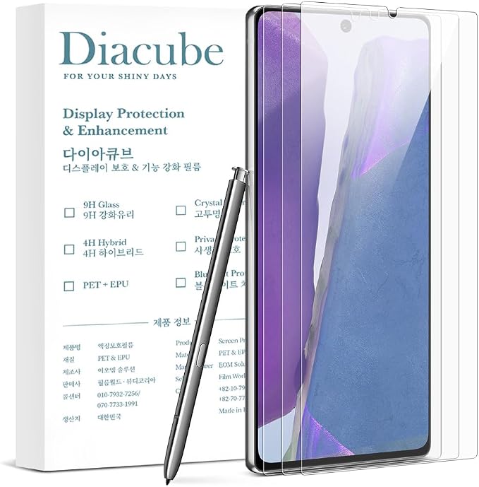 [3 Pack] 6H PET Screen Protector with Glass Coating for Samsung Galaxy Note 20 [0.1S Ultrasonic Fingerprint Support][Bubble-Free Easy Installation with Alignment Jig] HD Clear Scratch-Resistant Unb