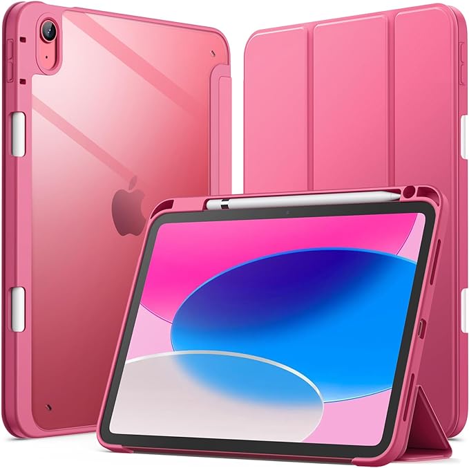 JETech Case Cover for iPad (A16) 11th/10th Gen Black | For 2025/2022 Model Clear Transparent Back Pencil Holder Slim Shockproof Tri-Fold Stand Auto Wake/Sleep