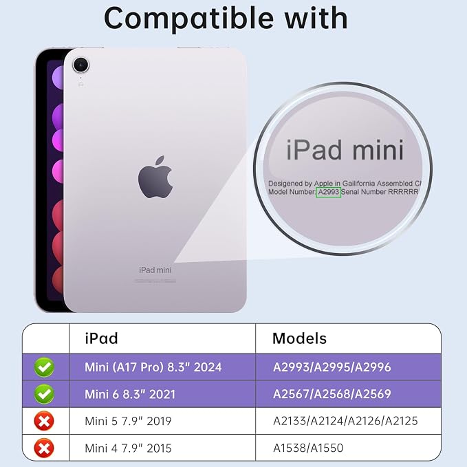 MoKo for iPad mini A17 Pro Case 8.3 Inch 2024 iPad mini 7th/6th Case 2021 | For iPad Mini Case with Pencil Holder Light Trifold Smart Protective Cover with Hard PC Translucent Back Shell Agave Gree