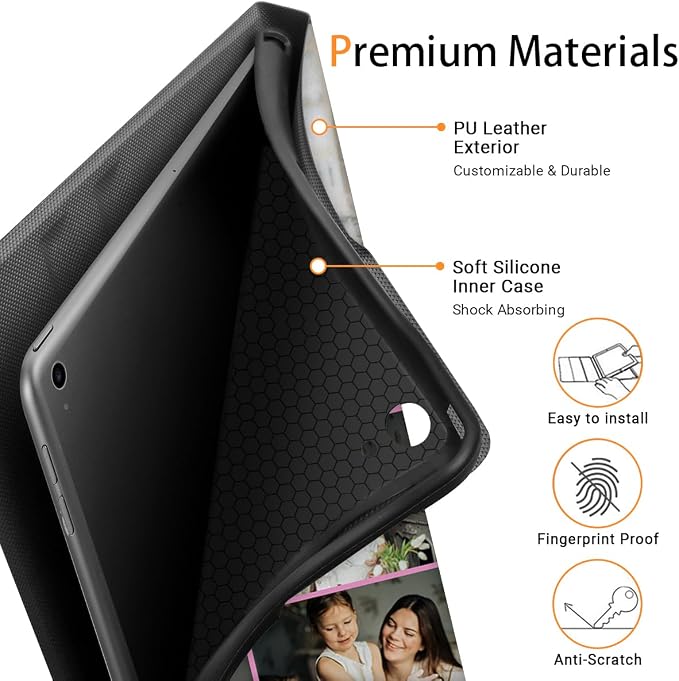 Custom Case for iPad Air 3rd Generation 2019 / iPad Pro 2017 10.5 inch Personalized Customized Picture Logo Text Name PU Leather Tablet Cover Premium Folio Flip Stand Case Auto Wake/Sleep