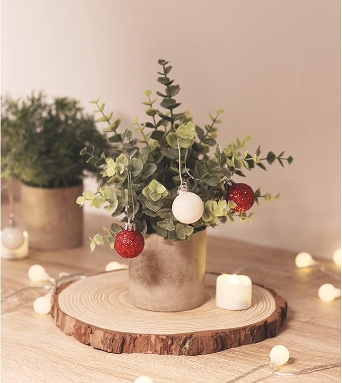 Fake Plants,3 Pack Small Artificial Plants Indoor Mini Potted Faux Plants For Home Decor,Eucalyptus Greenery Plastic Green Grass Fake Plants for Shelves Desk Bathroom Bedroom Farmhouse Shelf Decor