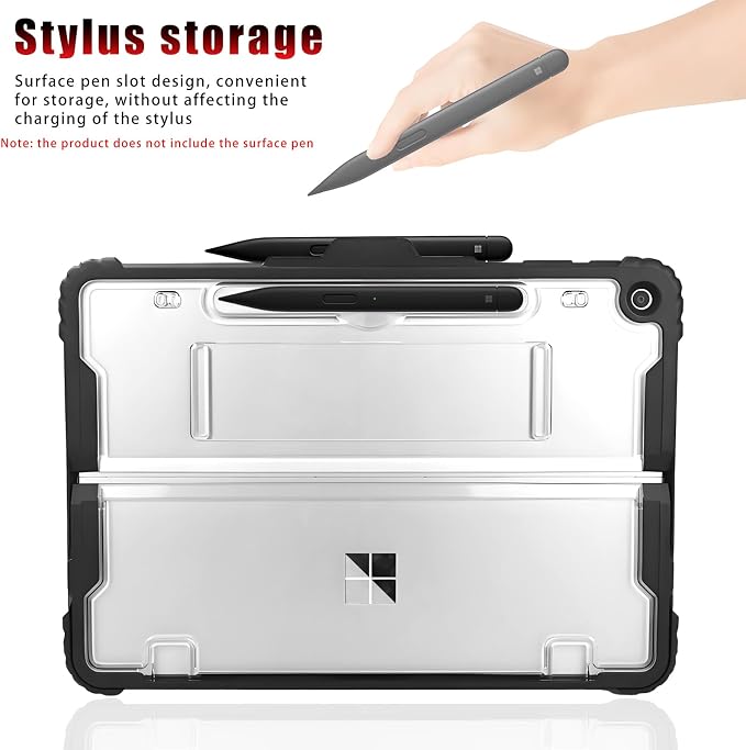 for Microsoft Surface Pro12 Case 1st Edition 12 Inch 2025Heavy Duty Rugged Protective Tablet Cover Kickstand Case (Black)