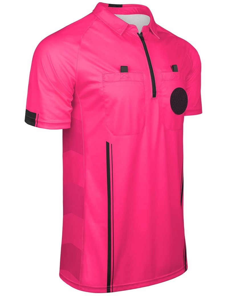 FitsT4 Sports Pro Soccer Referee Jersey Short Sleeve Ref Shirts New-Pink 3X-Large