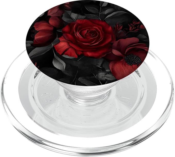 Goth Floral Red Rose Moody Black Dark Academia Flowers PopSockets PopWallet for MagSafe