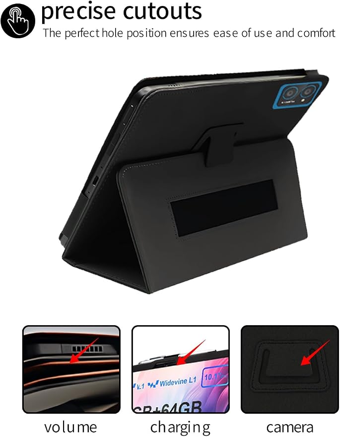 for AWOW UTBook_14 Android 10 inch Tablet CaseFolding Stand Protective Cover with Pencil Holder and Wrist StrapFull Protection Premium PU Scratch Resistant(Black)