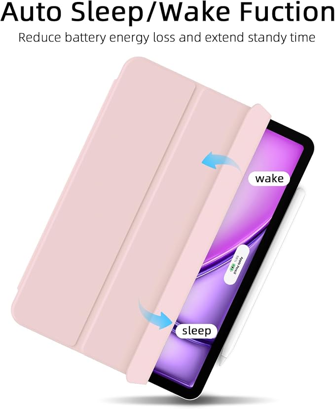 for iPad Air 13 inch M4/M3/M2 Case (2026/2025/2024Model A3268/A3269/A3271) Auto Sleep/Wake and Magnetic Closure Slim Trifold Stand Case PU Leather Cover Support Apple Pencil Pro Black