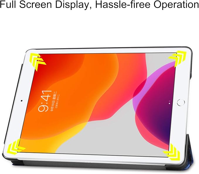 for Apple iPad 10.2 Case 9th/8th/7th Generation Cover (2021/2020/2019) with Auto Wake/Sleep Ultra Thin Lightweight Trifold Stand Folio PU Leather &amp Hard Back Hybrid Cover Almond Blossom