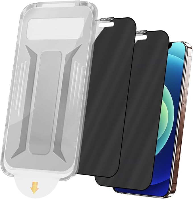 2 Pack for iPhone 12/12 Pro 360 Degree Privacy Screen Protector Anti spy Tempered Glass Film Easy Installation Auto-Alignment Kit Auto Dust-Elimination 6.1 inch