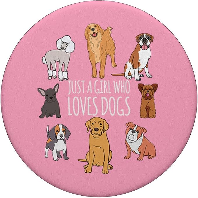 Fun Cute Pink Just A Girl Who Loves Dogs PopSockets Adhesive PopGrip