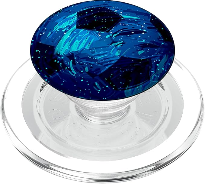 Galaxy Soccerball Blue Cool Sport Art Football Player Gift PopSockets Adhesive PopGrip