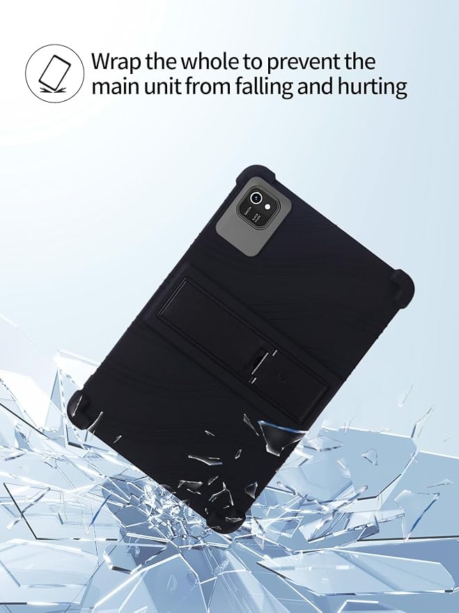 for kelankeke K10 Android 10-Inch TabletUYRUREL Skin-Friendly Soft Silicone Protective CaseFull Protection Against Drops and Scratcheswith Adjustable Viewing StandBlack.