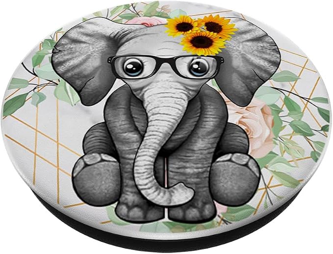 Cute Elephant Sunflower PopSockets Adhesive PopGrip
