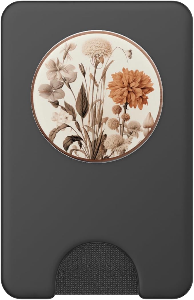 Boho Aesthetic Minimalist Floral Art Cream Light Brown PopSockets Adhesive PopGrip