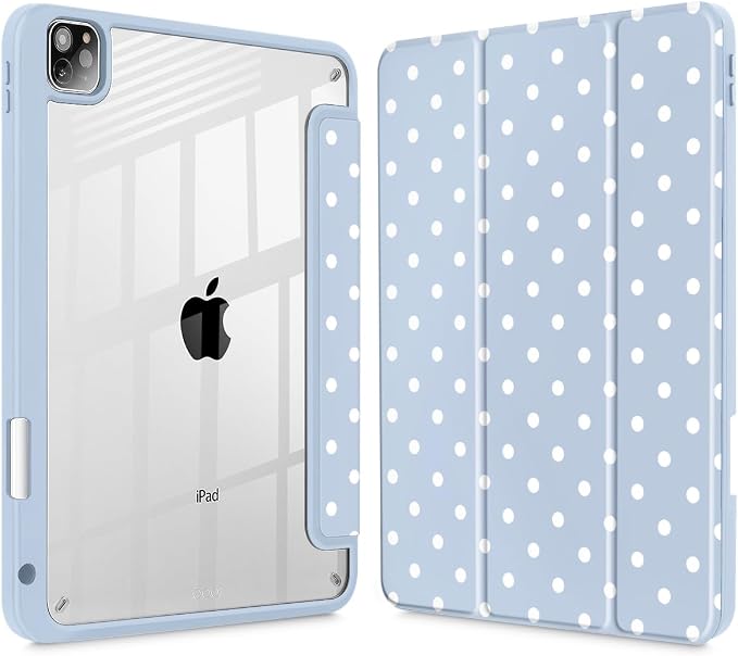 Tuiklol for iPad Pro 11 Inch 4th / 3rd / 2nd / 1st Gen (2022 2021 2020 2018) Case -Built-in Pencil Holder Shockproof Cover Clear Transparent Back Shell with Auto Wake/Sleep Black Flower