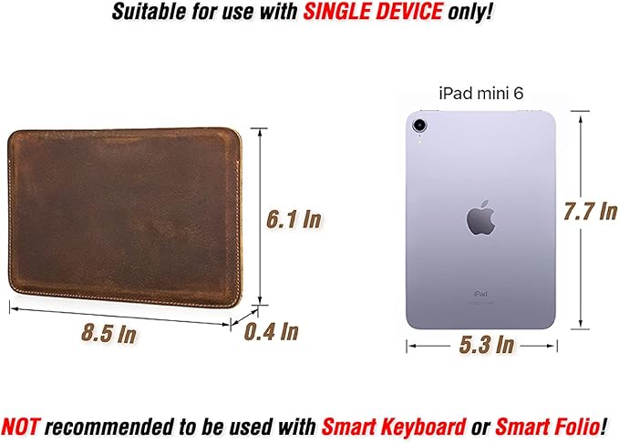 Top Grain Leather 12.9 Tablet Sleeve Slim Protector Vintage Design Fully Handmade Compatible with 12.9 iPad Pro 3/4/5/6 Gen Fits A2233 A2069 A2378 A2379 A2461 A2462 Coffee 12.9 Inch