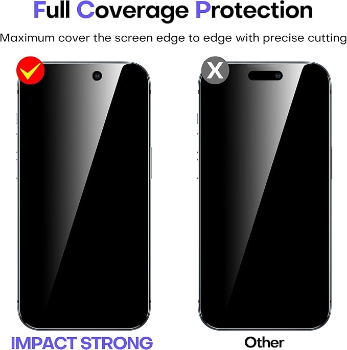 ImpactStrong Anti-Spy Privacy Screen Protector for iPhone 11 / iPhone XR (6.1-Inch) 9H Tempered Glass Shatter-Resistant Anti-Scratch Easy Install Kit Case Friendly 2-Pack
