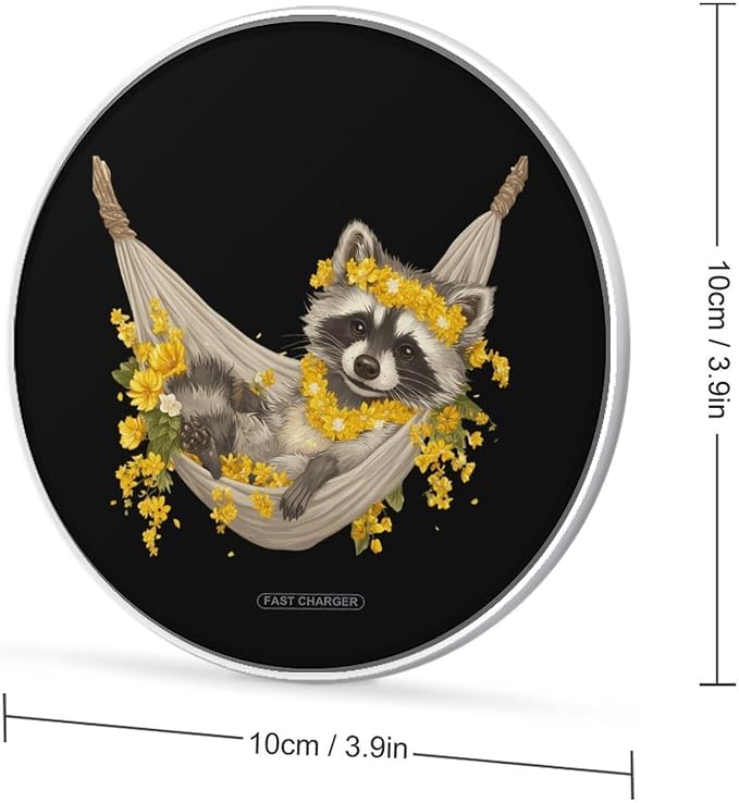 Raccoon Floral Wireless Charger Portable Charging Pad | LightweightAll Smartphone