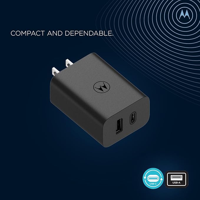 Motorola TurboPower 50W Dual Port Charger + Purple Silicone Cable Bundle