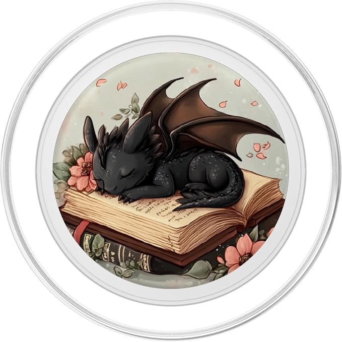 Book Dragon Head Mythical Creature Flame Wyvern Fantasy PopSockets PopWallet for MagSafe