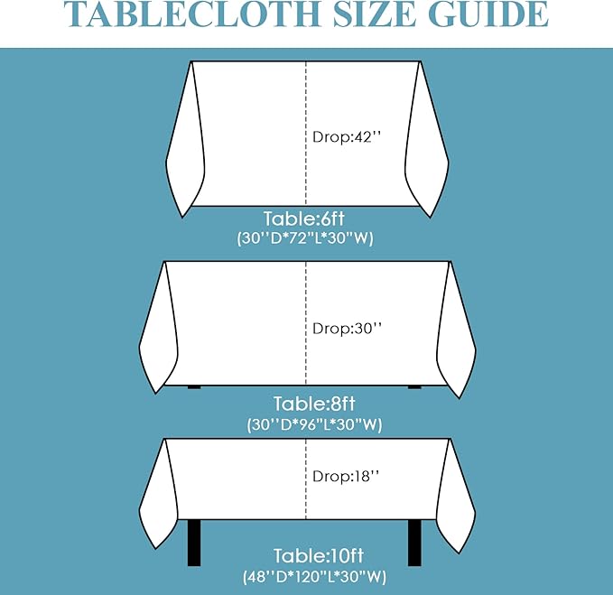 VidaFete Table Cloth 10 Pack 90 * 156inch Rectangle Tablecloth Polyester, Stain Wrinkle Resistant Polyester Dining Table Cover for Kitchen Dinning Party Wedding Rectangular Tabletop Decoration(White)