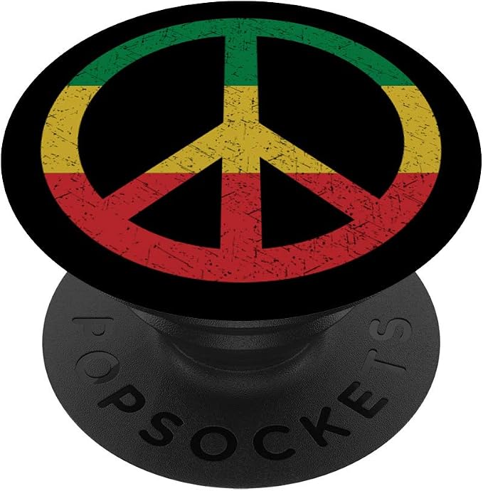 Rasta Peace Symbol Sign Groovy Hippie PopSockets PopGrip: Swappable Grip for Phones &amp Tablets