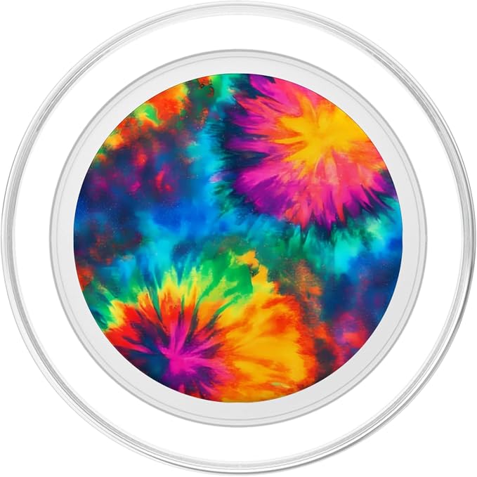 Abstract Design as Colorful Retro Psychedelic Art A Tie-Dye PopSockets PopGrip for MagSafe